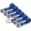 BB Sport Cinghie di Fissaggio Tensione Blu 250 kg 6 pezzi 2,5cm x 1m | Ancoraggio, TÜV, Fermacarico, Portapacchi, Autobloccante, Trasporto, Traslochi, Moto, Materassi, DIN EN 12195-2, Poliestere