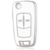 OFF WE GO Custodia Chiave Cover Chiave Guscio Chiavi per Opel Vauxhall Astra Antara Corsa Zafira Vectra Tigra B Coprichiave Macchina TPU Copri Chiavi Telecomando Auto Portachiavi, Argento Bianco