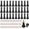 CONNECTION 30 Pezzi TR414 Valvole in Gomma Snap-in e 60 Pezzi Nuclei Valvola Auto Valvole Tubeless Valvola pneumatici per Moto Auto Biciclette Veicoli Fuoristrada (Nero)