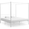 SECOLI Letto Matrimoniale in Ferro Battuto, Struttura Letto Matrimoniale a Baldacchino 200x200 cm Bianco Verniciato a Polvere