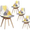 TTATC Set di 4 Sedie da Pranzo con Seduta Imbottita Multicolor, Sedie da Cucina Moderne Sedie Nordiche, Gambe in Legno Massello di Faggio, Giallo