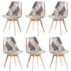 TTATC Set di 6 Sedie da Pranzo con Seduta Imbottita Multicolor, Sedie da Cucina Moderne Sedie Nordiche, Gambe in Legno Massello di Faggio,Marrone