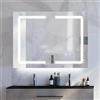WisHomee Specchio Bagno Contenitore con LED Luce e Presa Elettrica, 80x60 cm, Armadietto Specchio Bagno con Luce, Mensola Regolabile, 3 Temperature di Colore, Anti Appannamento, Dimmerabile