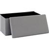 PINPLUS Panca Contenitore Pieghevole in Tessuto Peluche, Puff con Ampio Vano, Poggiapiedi Comodo per Camera, Salotto e Ingresso, 76.5x38x38 cm, Grigio