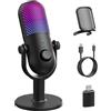 GUEVWES USB Microfono PC Gaming RGB: PC Gaming Microfoni per PS4 & PS5 - Microphone con Pulsante di Silenziamento - Podcast Micro per Youtuber - Regalo Cancellazione del Rumore Microfono per Gamer