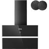 IsEasy Cappa Aspirante 60 cm, IsEasy Cappa Cucina con Potenza di Aspirazione 524 m³/h, 4 Livelli di Regolazione, Modalità Espulsione, Timer 1-9 minuti, 58 dB, Nero, Classe di Efficienza A++