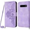 Netany Cover per Samsung Galaxy S10 Plus con Cordino, Flip Portafoglio Custodia in Pelle, [2 Porta Carte][Chiusura Magnetica],Custodia Libro Antiurto Cover con Laccio per Samsung S10 Plus (Viola)
