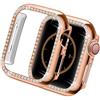 Yolovie Custodia Bling compatibile con Apple Watch Serie 9 8 7 45 mm con strass in cristallo + strass + protezione antiurto per PC rigido, per iWatch - 45 mm oro rosa