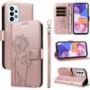 Bravoday Cover per Samsung Galaxy A23 4G / 5G, Custodia in PU Pelle Portafoglio Flip Schede con Slot per Carte, Magnetica Antiurto Cover per Galaxy A23 4G / 5G, Oro Rosa