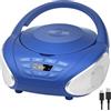 Gueray Lettore CD portatile Boombox Lettori CD audio domestici con altoparlanti Radio FM Ingresso AUX Supporto Cuffie Modalità playlist Riproduzione PROG per audiolibri da esterno e interno Blu
