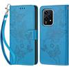 KENHONER Cover Compatibile con Honor 200 Lite 5G, Premium Pelle PU Portafoglio Flip Libro Custodia [Protezione Completa] - Blu Farfalla