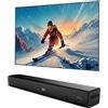 Heymell 60 cm, 2,1 ch, 120 W, piccola soundbar Bluetooth per dispositivi TV con subwoofer, amplificazione del dialogo PC, altoparlante soundbar HDMI ARC Optical Aux, cavo HDMI incluso.