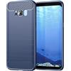 owlhold Cover per Samsung Galaxy S8, Custodia Spazzolata e Fibra di Carbonio Morbido Silicone TPU Slim Fit Case, Antiurto, Antigraffio, Antiscivolo, Protezione Grado Militare, Blu