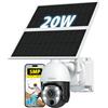 Xega 5MP【10X Zoom Ottico】4G LTE Telecamera con SIM 24/7 Registrazione 20W Pannello Solare 30,000mAh Batteria SIM Scheda Telecamere Senza Fili Esterno con Rilevamento Umano 100ft Visione Notturna IP65