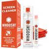 WHOOSH! Screen Shine Duo Kit Pulizia Telefono - 8 ml + 100 ml Bottiglie Anti-Perdita, 2 Panni Microfibra - Spray Pulizia Schermo Per Laptop, Occhiali E MacBook - Rimozione Impronte