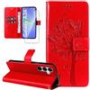 Dcjlbo Cover per Samsung Galaxy A36 5G Custodia Cover in Pelle Portafoglio a Libro con Pellicola Vetro Temperato Porta Carte Cover Flip Case Antiurto Custodia per Samsung A36 5G-Rosso