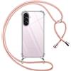 Pnakqil Cover per Samsung Galaxy A56 con Cordino, Trasparente Custodia con Laccio Tracolla Cellulare Girocollo Collana Protettiva per Samsung Galaxy A56 6.7, Rosa