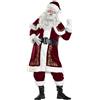 PengGengA Costume da Babbo Natale per Uomo Set di 8 Pezzi Cosplay Festa di Natale per Adulto Abito da Santa Claus in Velluto Rosso Deluxe