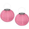 Ledeak 2 Pezzi Lanterne Solari da Esterno, 20cm LED Lanterna Solare da Appendere Impermeabile, Rotondo Poliestere Lanterna in Stile Cinese Orientale per Giardino Matrimonio Decorazioni (Rosa)