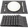 SUEH DESIGN 8 Pezzi Tovagliette Americane PVC 45 x 30cm Set Nero