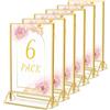HIIMIEI Espositori Plexiglass A5, 6 Pezzi, Portafoto da Tavolo Acrilico, Porta menu in oro, Espositore per Negozi, Promozioni, Ristoranti, Cornici per Foto, Documenti E Altro, numero della tavola di nozze