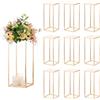 Sziqiqi 60cm Metallo Vaso Centrotavola Battesimo - 10 Pezzi Alti Colonne Vaso per Fiori in Oro Per Composizioni Floreali Finte Grandi Vasi Rettangolari Vasi per Feste Nozze Matrimonio Road Leads