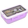 Roffatide Kuromi Cute Stampato All-in-One Bento Boxes con Maniglia Kawaii 4-Point Lock Tipo Lunch Box Contenitori per Food Frutta Snack