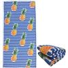 stampringt Asciugamano da spiaggia per adulti con ananas a righe, blu extra grande, tessuto da asciugamano in microfibra, super spesso, di grandi dimensioni, 75 x 150 cm