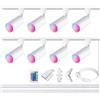 Bravsekai Kit Illuminazione a Binario GU10 RGB con 8 Faretti a Colori，2 Rotaie Tipo H 1.5M，Telecomando IR Multicolore (8 Pezzi, Bianco)