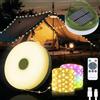 Yizhet Catena Luminosa Solare da Campeggio 2 in 1, 22M Stringa di Luci Avvolgibile Bianco Caldo e Colorato, 8 Modalità, Ricaricabile USB C e Impermeabile IPX4 per Giardino Esterno