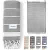 jazzylab VEREV Peshtemal 90x180 cm | Telo hammam in cotone 100% con motivo a spina di pesce | Leggero, compatto e ad asciugatura rapida | Perfetto per sauna, spa, mare e viaggi | 90x180 cm, Grigio