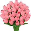 Wekuw 15 Pezzi Tulipani Finti Fiori Artificiali Realistici per Bouquet 33cm Tulipani Finti in Lattice,Tulipano per Fai da Te,Bouquet da Sposa,Hotel,Festa,Decorazioni per La Casa (Rosa)