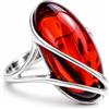 SilverAmber Jewellery Anello regolabile grande in argento sterling 925 e ambra ciliegia baltica - GL423CHA