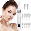 Vicloon Elettrico Dermapen Microneedling Professionale, Derma Penna con Schermo LCD e 6 Livelli incl. 12 pezzi Cartucce, Regolabile 0-2,5 mm (Argento)