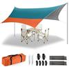 Forceatt 3.7 x 4.3m Tenda Parasole da Campeggio Tarp con 2 Pali, Tenda da Sole Telone Anti-UV(UPF50+) Impermeabile Può Essere Utilizzato con Auto,Tenda e Amaca per Escursioni, Giardino e Viaggi