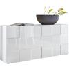 Web Convenienza Madia con Ante e Cassetti Made in Italy - Credenza Contenitore Collezione Dama per Soggiorno Cucina Ingresso Sala da Pranzo Mobile Design Moderno Bianco Lucido,Madia 3 Ante
