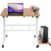 DOPBENT 80 x 60 cm, scrivania regolabile in altezza, scrivania per computer portatile con 6 ruote, tavolo per PC portatile, supporto per casa, ufficio, noce chiaro