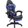 Generico SEDIA DA GAMING, PELLE SINTETICA, CON ROTELLE CUSCINO SUPPORTO POGGIATESTA E POGGIAPIEDI (BLU)