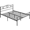 HOMCOM Struttura Letto Matrimoniale in Acciaio 160x200cm con Doghe Integrate, Testiera e Pediera, Spazio Inferiore per Contenitori, Nero