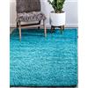 Unique Loom Solo Solid Shag Collection - Tappeto moderno in peluche morbido e lussureggiante (1,5 m x 2,3 m, rettangolare, blu acqua)