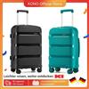 KONO Custodia per bagaglio a mano KONO 55/65/75 cm-Custodia rigida TSA Lock a 4 rotoli in polipropilene leggero turchese/nero