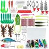 XSHAO® Set di 107 esche da pesca, esche da pesca per pesce persico, con scatola di immagazzinaggio, pesci di gomma per luccio, acqua dolce e salata