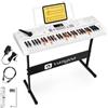 Vangoa Tastiera di Pianoforte 61 Tasti Illuminati con Supporto Set Insegnamento Elettroniche Piano, 600 Timbri, 400 Ritmi, 30 Demo, Bianco