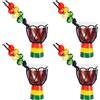 Sertay 4 Pezzi Mini Tamburi Africani, Tamburo Africano Collana Legno, Djembe Appeso Tamburo Africano, Adatti per Artisti, Amanti della Musica o Amanti delle Percussioni (Marrón)