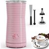 Morpilot Montalatte Elettrico Automatico, Morpilot Cappuccinatore, Schiumatore Latte 4 in 1, Libera Scelta dello Spessore della Schiuma, Silenzioso e Rivestimento Antiaderante - Rosa