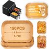 Ambienden 150 Pcs Carta Forno Per Friggitrice Ad Aria, 14×22 Cm Rettangolo, BPA Free, Antiolio E Termoresistente, Carta Per Friggitrice Ad Aria Per Forni A Microonde Da 4-6.5 Litri