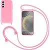 GoodcAcy Cover con Collana per Samsung Galaxy A55,Custodia Silicone Liquido con cordini,Custodie con Regolabile Collana Antiurto AntiGraffio Case con Laccio Tracolla per Samsung Galaxy A55,Pink