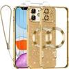Kokio Glitter Magnetica Cover per iPhone 11 con Cordino, Compatibile con MagSafe, Brillantini Sottile Silicone TPU Antiurto Custodia per iPhone 11 con 2 Vetro Temperato Bumper, Oro
