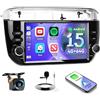 Inefala 4G+64G Autoradio Android 15 per Fiat Punto 2012－2016, 7 Touchscreen Stereo Auto Bluetooth con Wireless CarPlay Android Auto GPS WiFi RDS/FM MIC Retrocamera