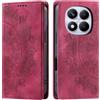 CASEONJAN Cover per Xiaomi Redmi Note 14 Pro 4G, Pelle PU Custodia a portafoglio con scomparti per Slot Schede, Antiurto Flip Caso Cover per Redmi Note 14 Pro 4G (Vintage Rosso)